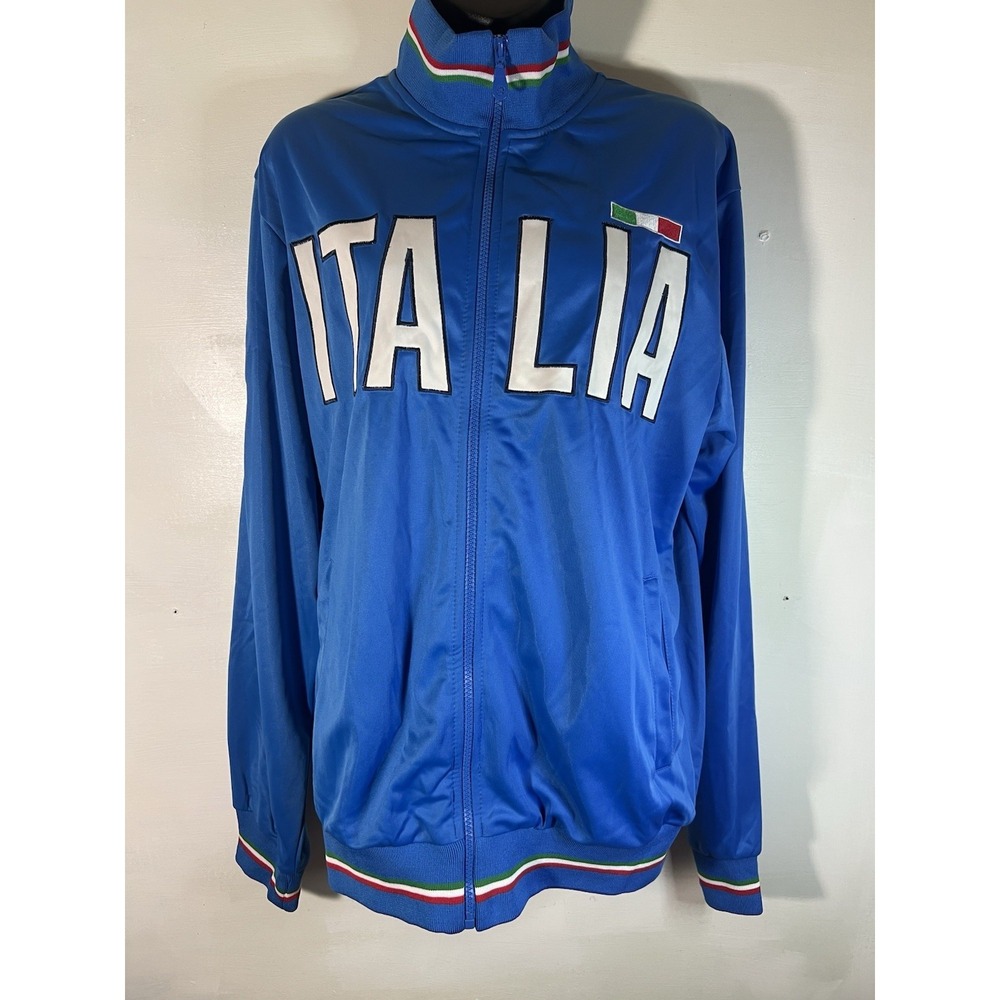 Men's XXL Italia Track Suit Blue Full Polyester Sports Futbol Soccer